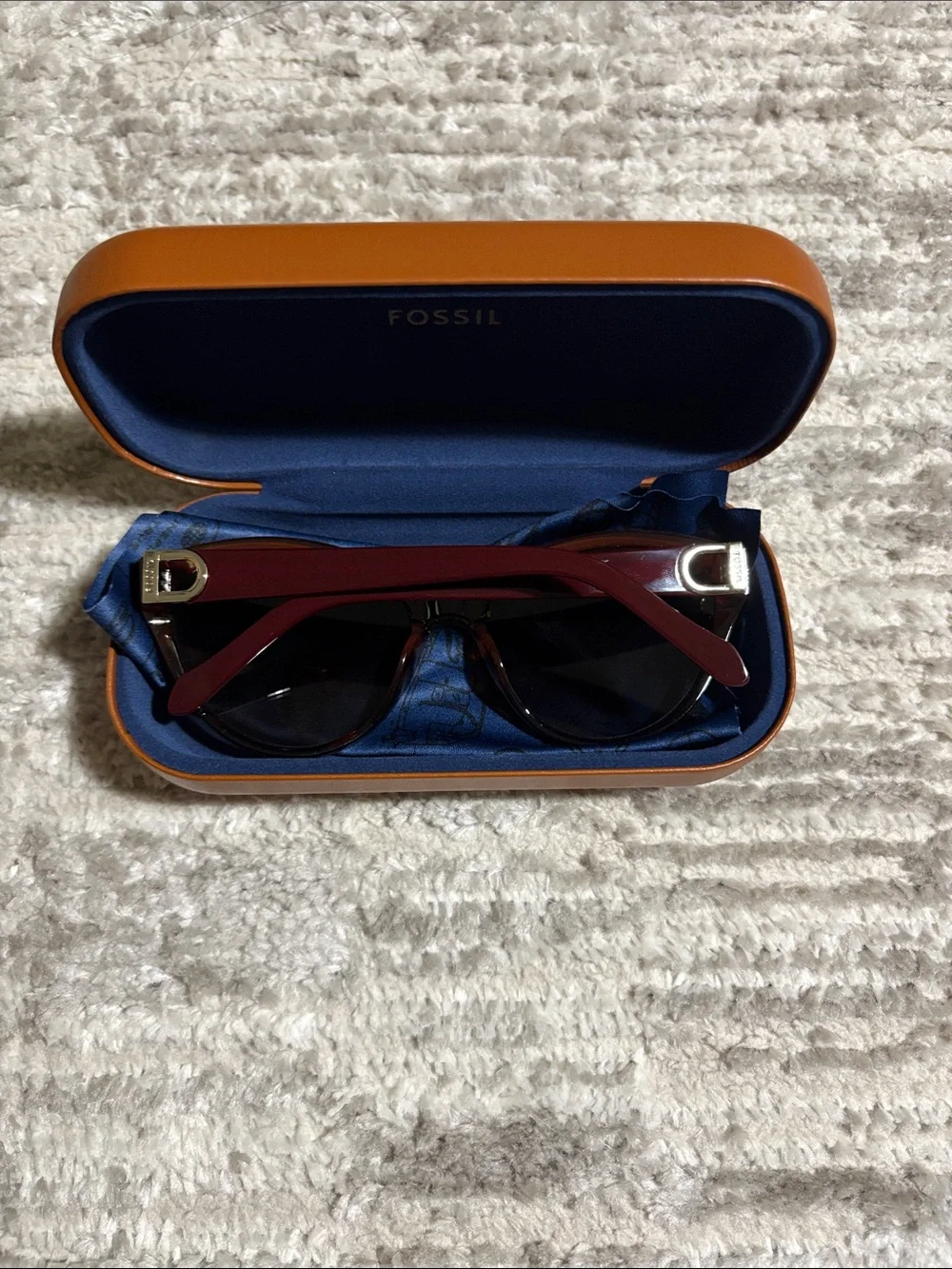 Fossil Two Tone Cat-Eye Sunglasses with Gold Accents